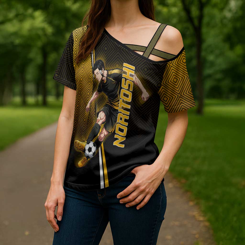 Personalized Noritoshi Kamo Jujutsu Kaisen Cross Shoulder Shirt Anime Soccer Theme with Yellow Geometric Design