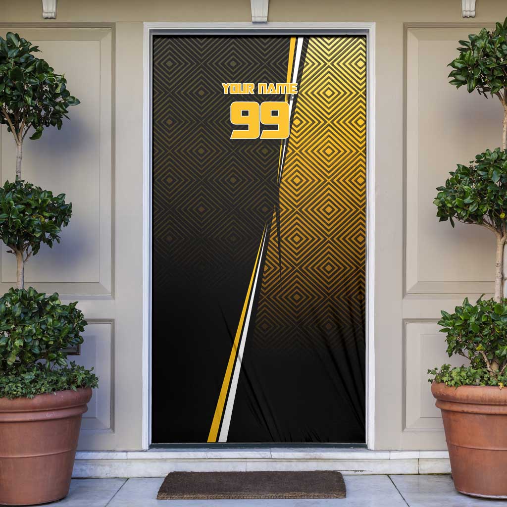 Personalized Noritoshi Kamo Jujutsu Kaisen Door Cover Anime Soccer Theme with Yellow Geometric Design