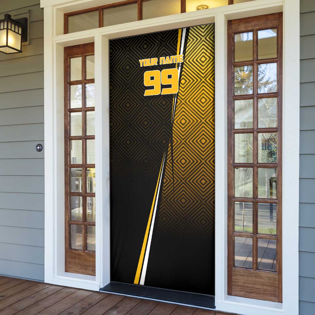 Personalized Noritoshi Kamo Jujutsu Kaisen Door Cover Anime Soccer Theme with Yellow Geometric Design