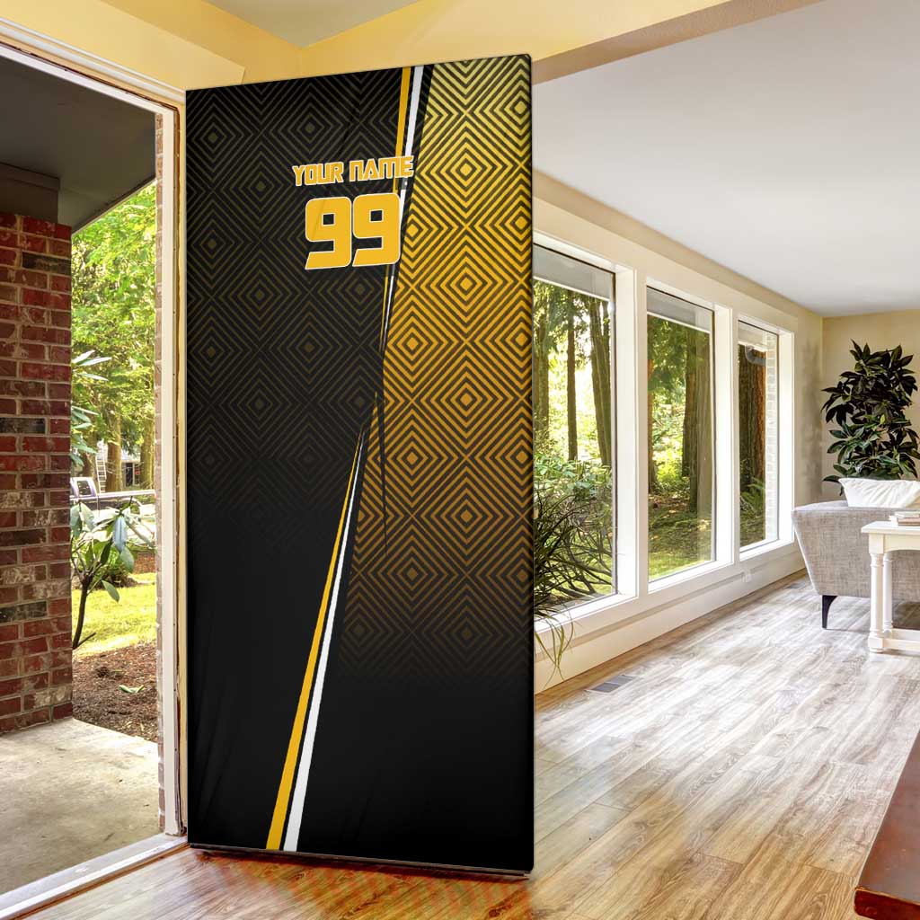 Personalized Noritoshi Kamo Jujutsu Kaisen Door Cover Anime Soccer Theme with Yellow Geometric Design