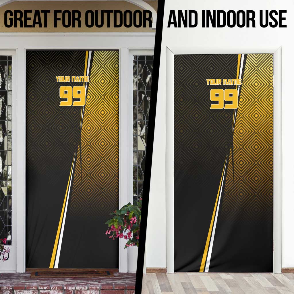 Personalized Noritoshi Kamo Jujutsu Kaisen Door Cover Anime Soccer Theme with Yellow Geometric Design
