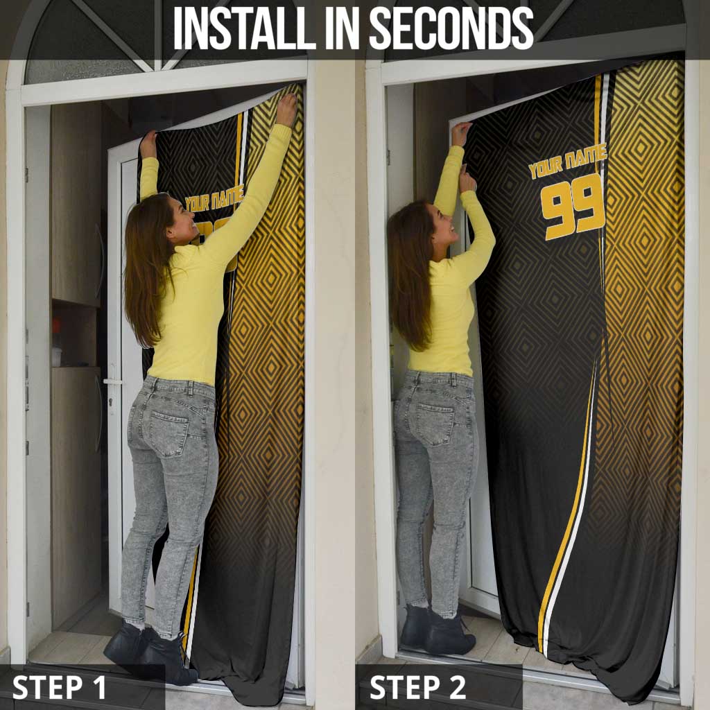 Personalized Noritoshi Kamo Jujutsu Kaisen Door Cover Anime Soccer Theme with Yellow Geometric Design