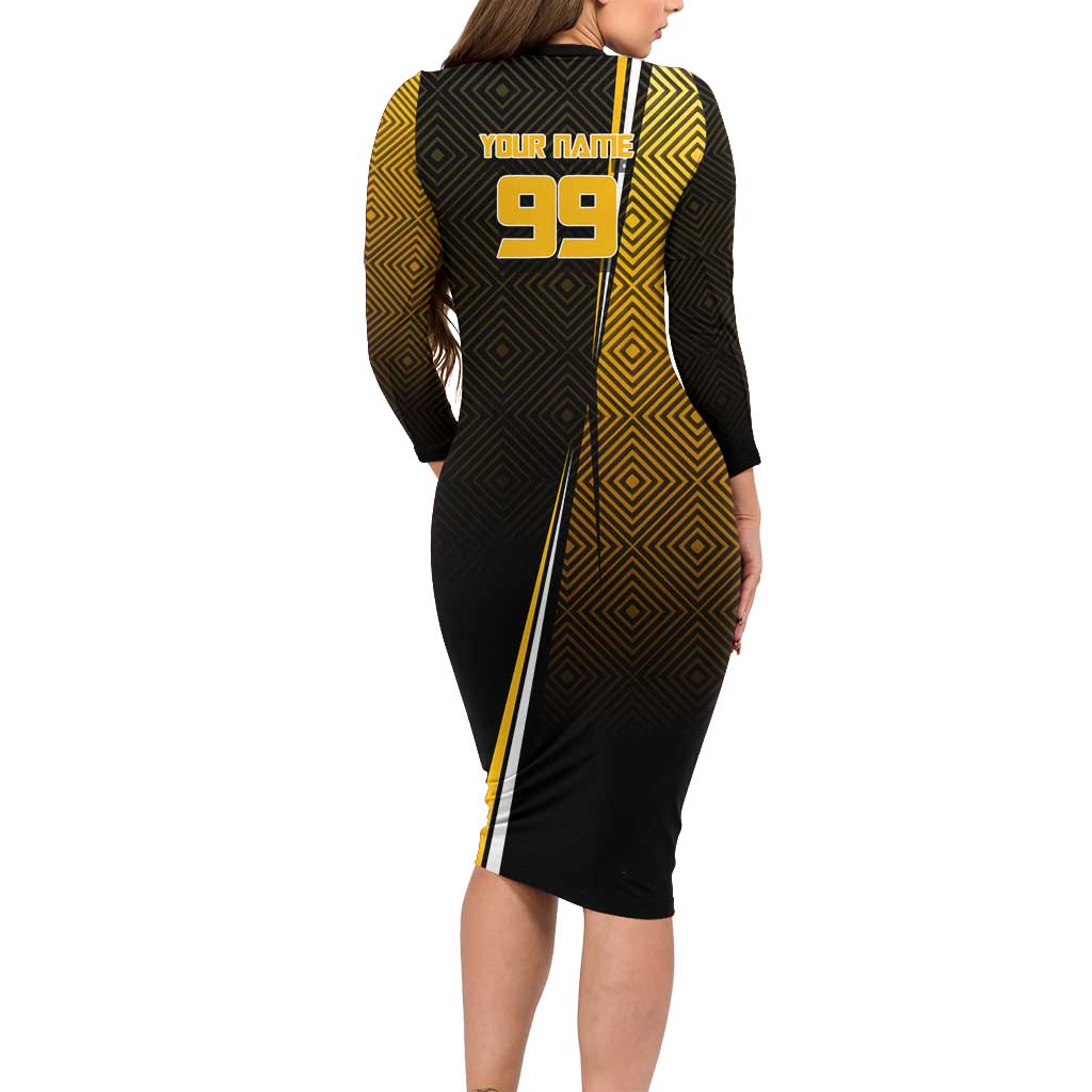 Personalized Noritoshi Kamo Jujutsu Kaisen Family Matching Long Sleeve Bodycon Dress and Hawaiian Shirt Anime Soccer Theme with Yellow Geometric Design