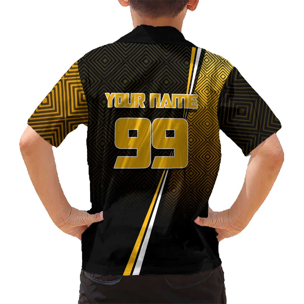 Personalized Noritoshi Kamo Jujutsu Kaisen Family Matching Puletasi and Hawaiian Shirt Anime Soccer Theme with Yellow Geometric Design