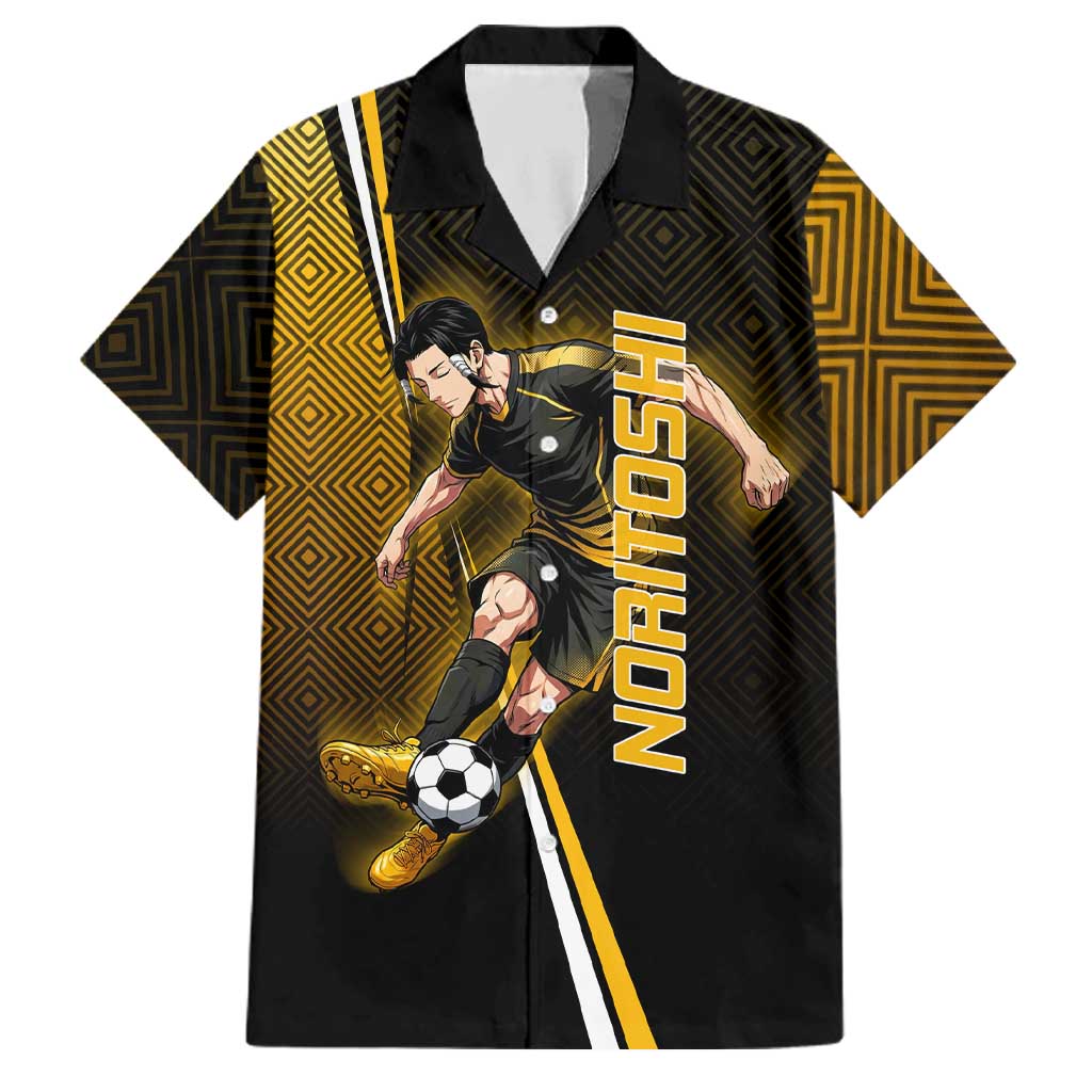 Personalized Noritoshi Kamo Jujutsu Kaisen Family Matching Summer Maxi Dress and Hawaiian Shirt Anime Soccer Theme with Yellow Geometric Design