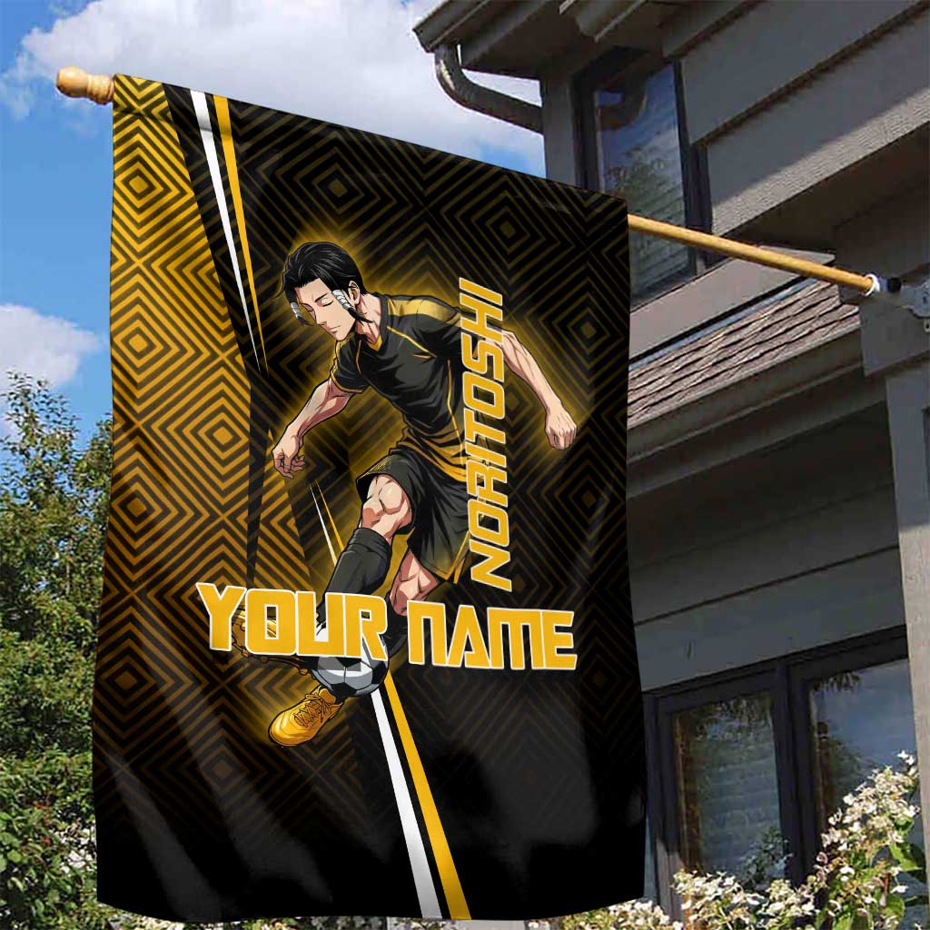 Personalized Noritoshi Kamo Jujutsu Kaisen Garden Flag Anime Soccer Theme with Yellow Geometric Design