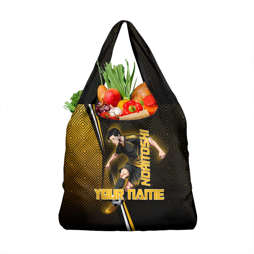 Personalized Noritoshi Kamo Jujutsu Kaisen Grocery Bag Anime Soccer Theme with Yellow Geometric Design