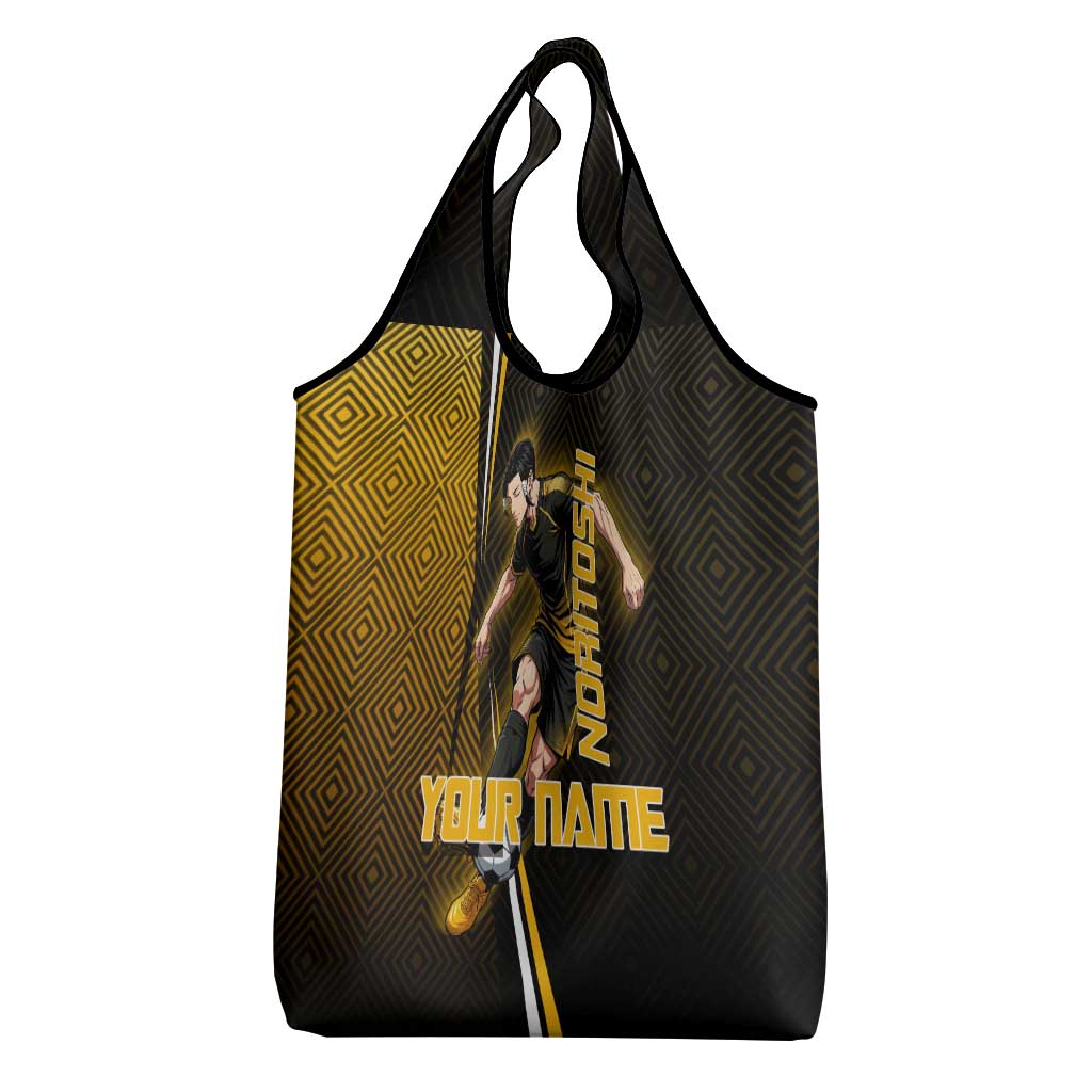 Personalized Noritoshi Kamo Jujutsu Kaisen Grocery Bag Anime Soccer Theme with Yellow Geometric Design
