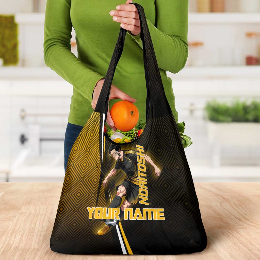 Personalized Noritoshi Kamo Jujutsu Kaisen Grocery Bag Anime Soccer Theme with Yellow Geometric Design