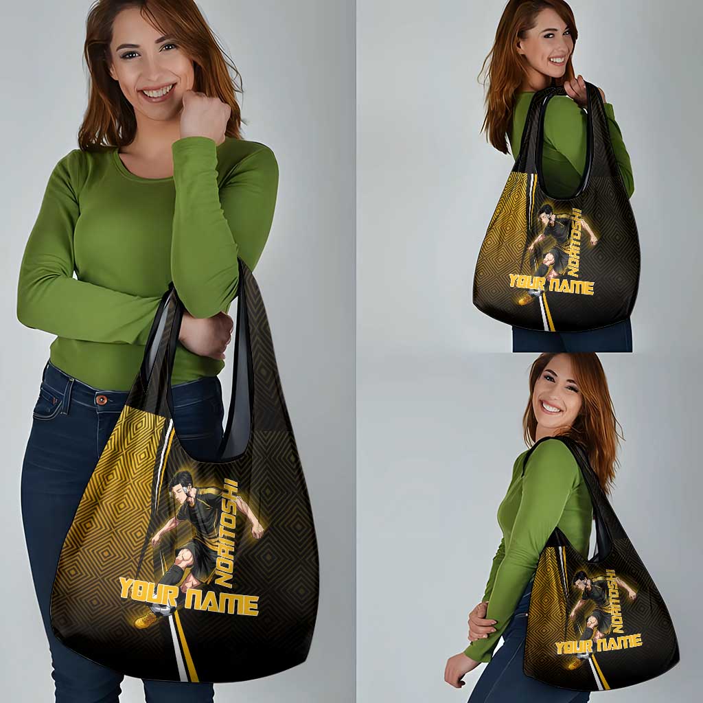 Personalized Noritoshi Kamo Jujutsu Kaisen Grocery Bag Anime Soccer Theme with Yellow Geometric Design