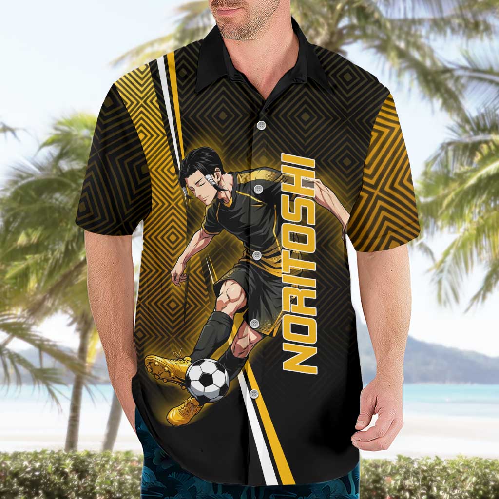 Personalized Noritoshi Kamo Jujutsu Kaisen Hawaiian Shirt Anime Soccer Theme with Yellow Geometric Design