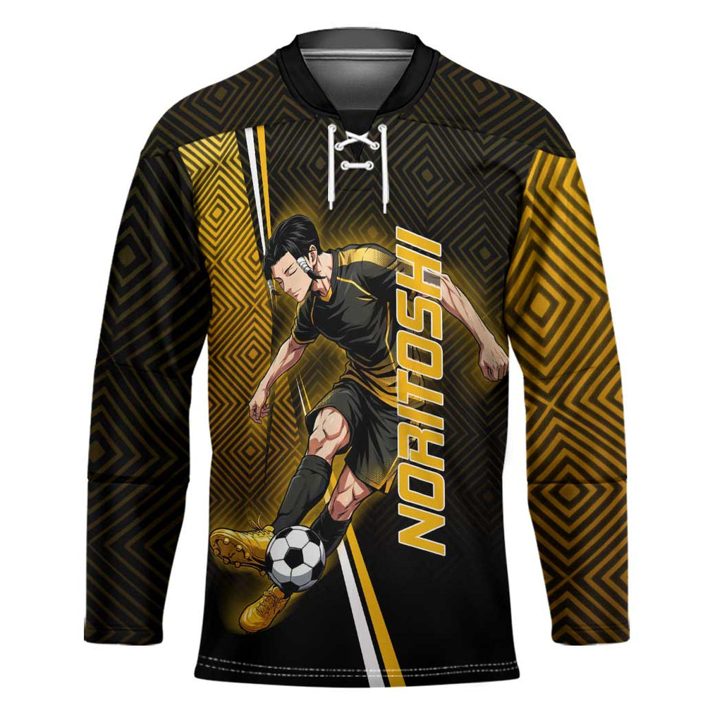 Personalized Noritoshi Kamo Jujutsu Kaisen Hockey Jersey Anime Soccer Theme with Yellow Geometric Design