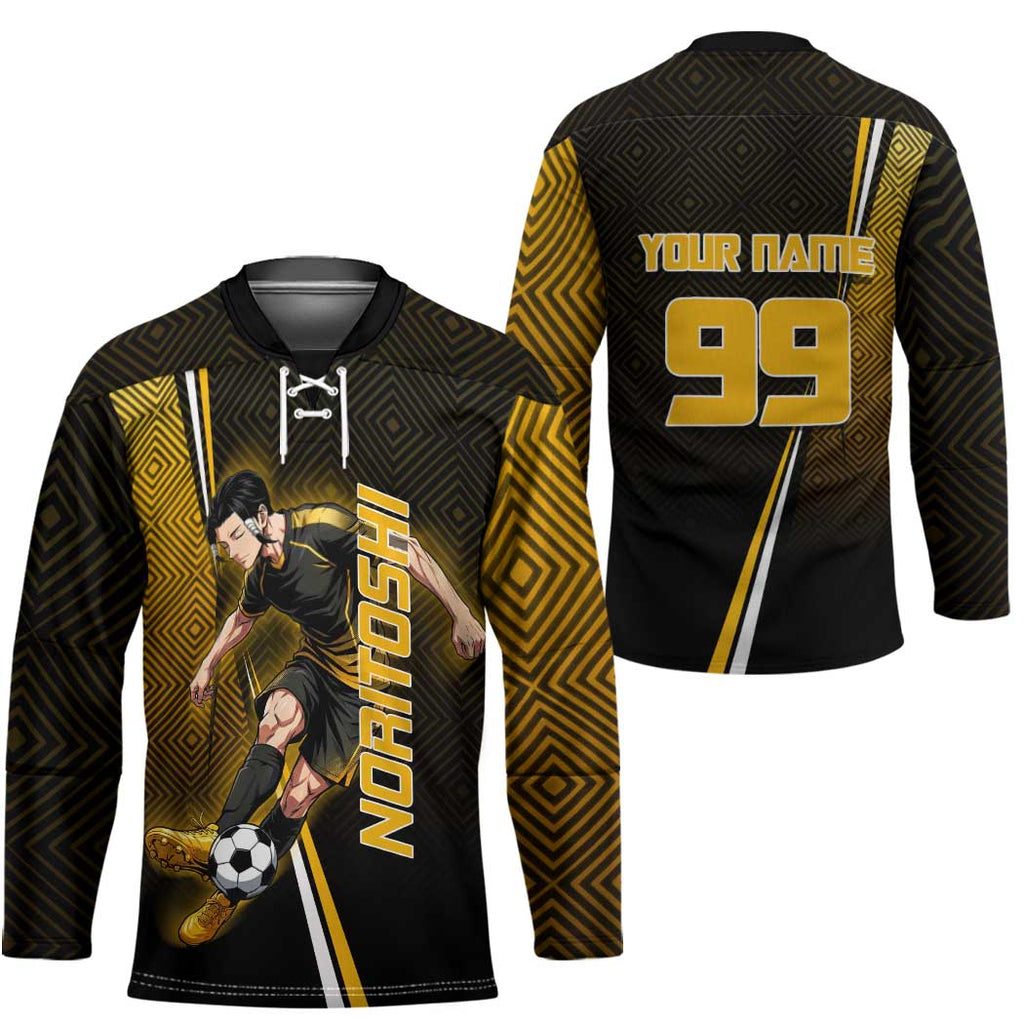 Personalized Noritoshi Kamo Jujutsu Kaisen Hockey Jersey Anime Soccer Theme with Yellow Geometric Design