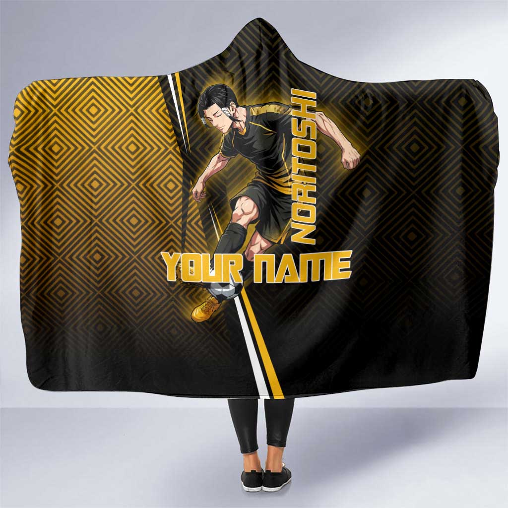 Personalized Noritoshi Kamo Jujutsu Kaisen Hooded Blanket Anime Soccer Theme with Yellow Geometric Design