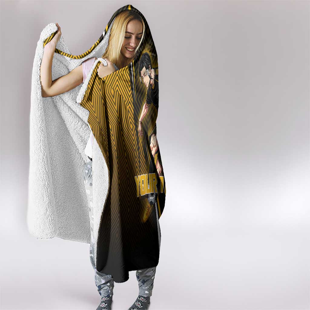 Personalized Noritoshi Kamo Jujutsu Kaisen Hooded Blanket Anime Soccer Theme with Yellow Geometric Design