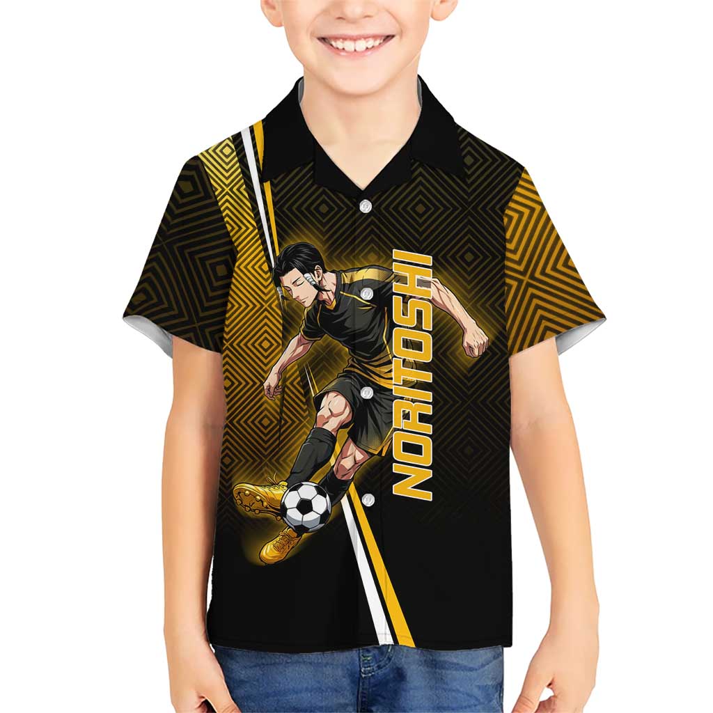 Personalized Noritoshi Kamo Jujutsu Kaisen Kid Hawaiian Shirt Anime Soccer Theme with Yellow Geometric Design