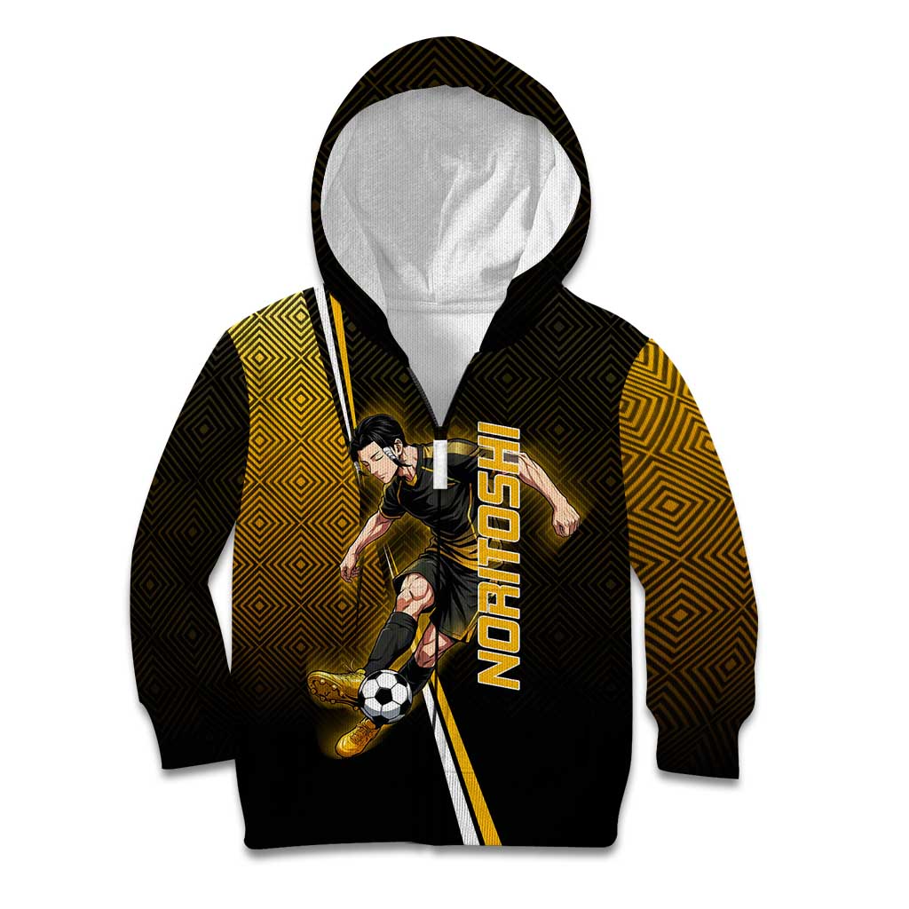 Personalized Noritoshi Kamo Jujutsu Kaisen Kid Hoodie Anime Soccer Theme with Yellow Geometric Design