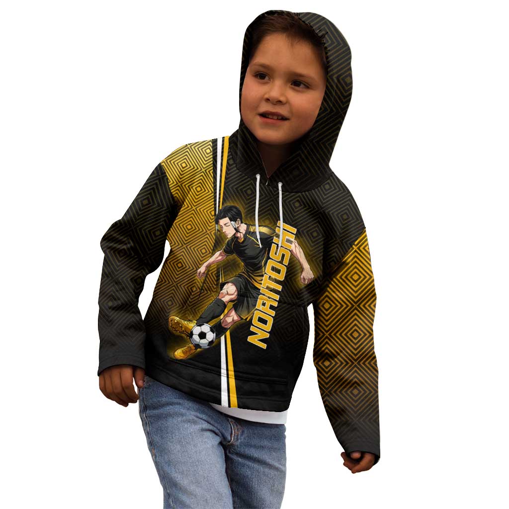 Personalized Noritoshi Kamo Jujutsu Kaisen Kid Hoodie Anime Soccer Theme with Yellow Geometric Design
