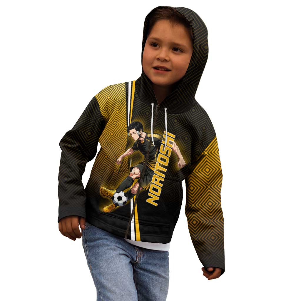 Personalized Noritoshi Kamo Jujutsu Kaisen Kid Hoodie Anime Soccer Theme with Yellow Geometric Design