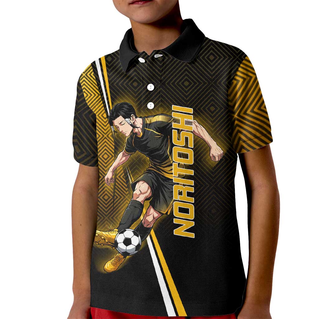Personalized Noritoshi Kamo Jujutsu Kaisen Kid Polo Shirt Anime Soccer Theme with Yellow Geometric Design