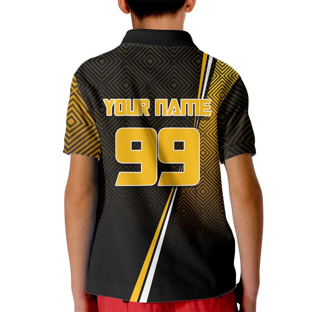 Personalized Noritoshi Kamo Jujutsu Kaisen Kid Polo Shirt Anime Soccer Theme with Yellow Geometric Design