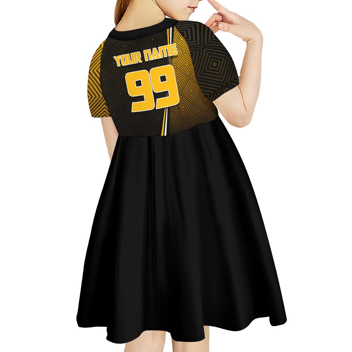 Personalized Noritoshi Kamo Jujutsu Kaisen Kid Short Sleeve Dress Anime Soccer Theme with Yellow Geometric Design