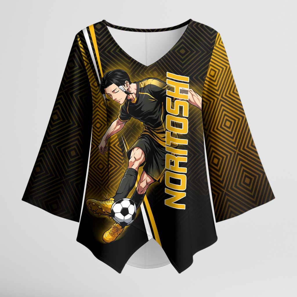 Personalized Noritoshi Kamo Jujutsu Kaisen Kimono Sleeve Blouse Anime Soccer Theme with Yellow Geometric Design