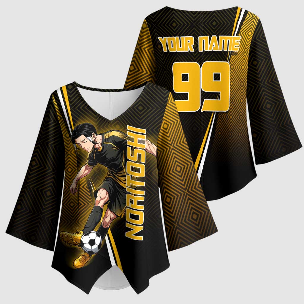 Personalized Noritoshi Kamo Jujutsu Kaisen Kimono Sleeve Blouse Anime Soccer Theme with Yellow Geometric Design