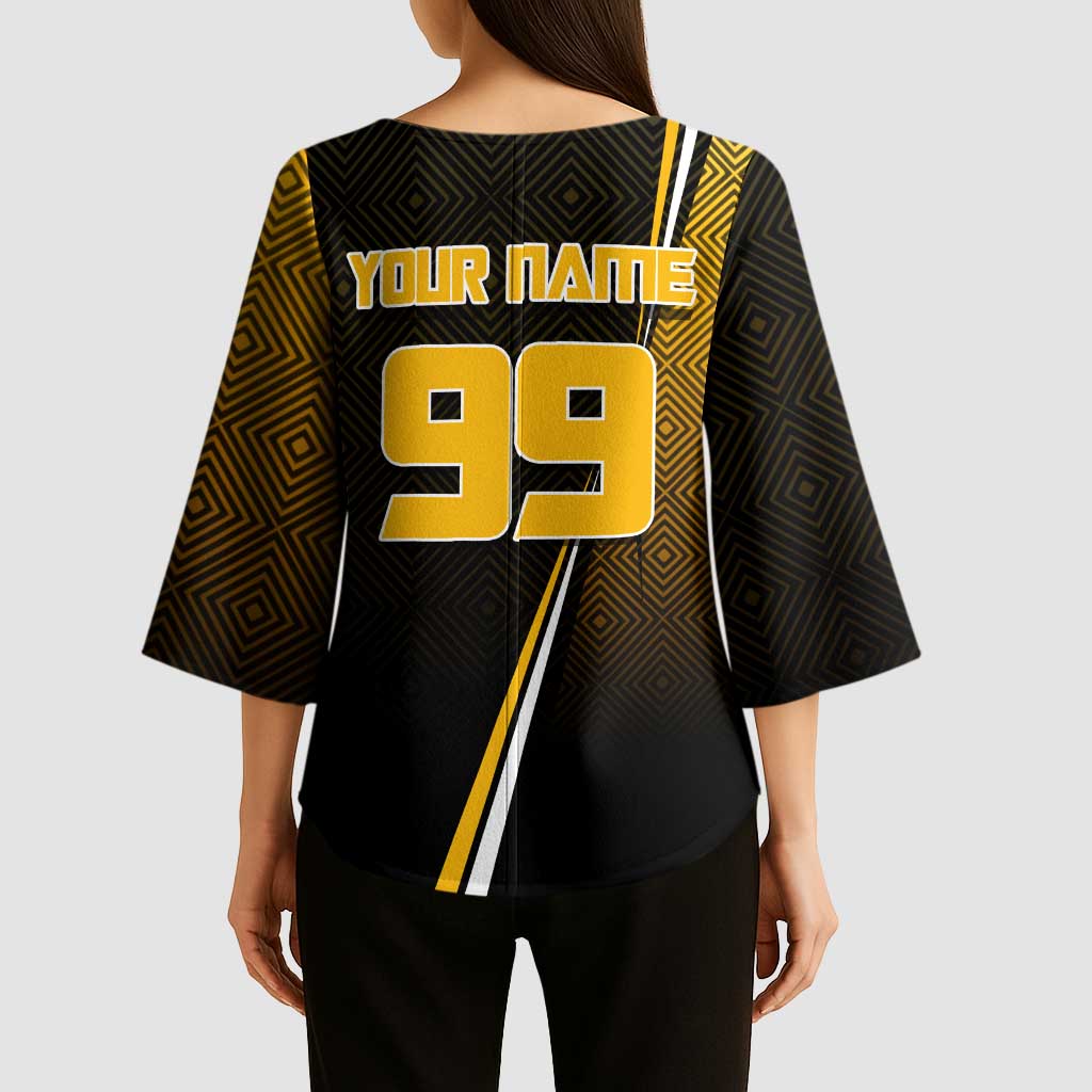 Personalized Noritoshi Kamo Jujutsu Kaisen Kimono Sleeve Blouse Anime Soccer Theme with Yellow Geometric Design