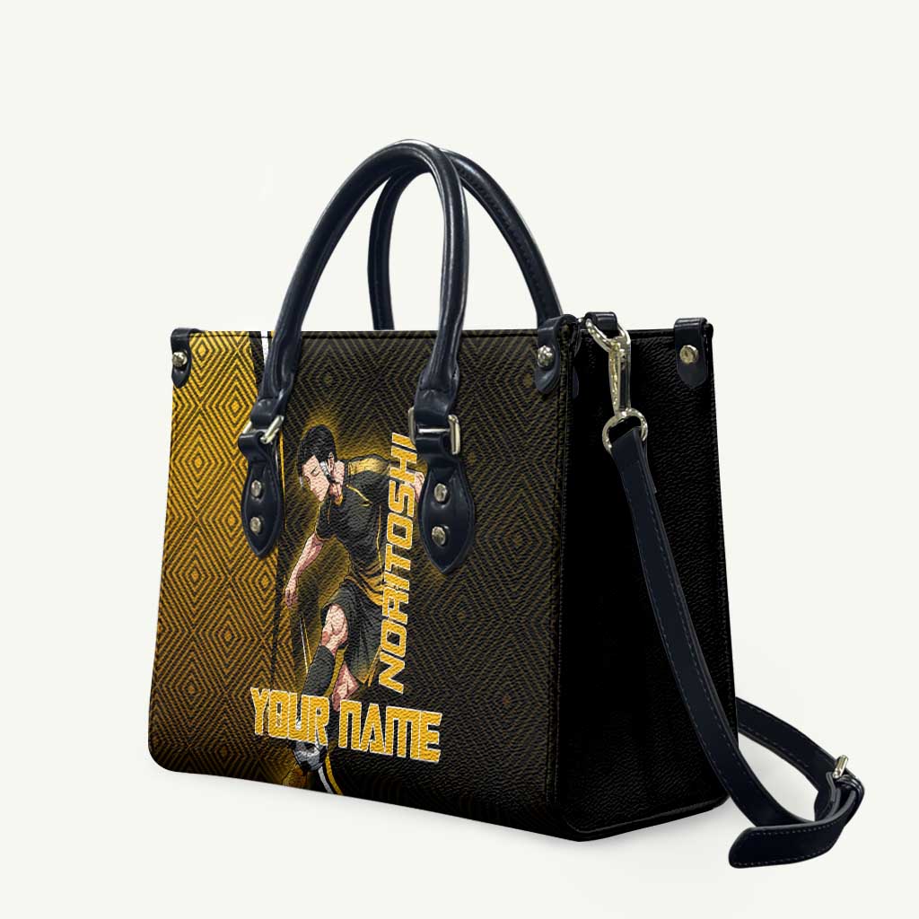 Personalized Noritoshi Kamo Jujutsu Kaisen Leather Bag Anime Soccer Theme with Yellow Geometric Design