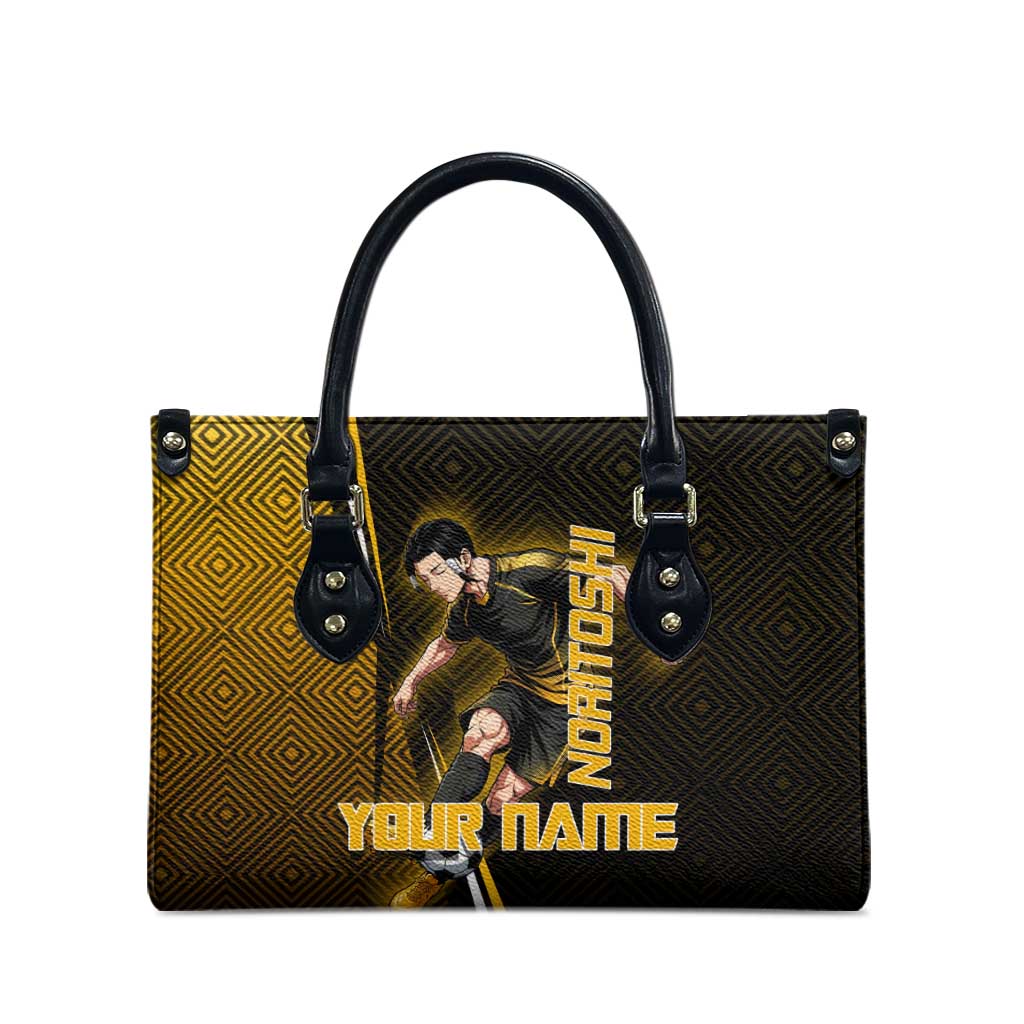 Personalized Noritoshi Kamo Jujutsu Kaisen Leather Bag Anime Soccer Theme with Yellow Geometric Design