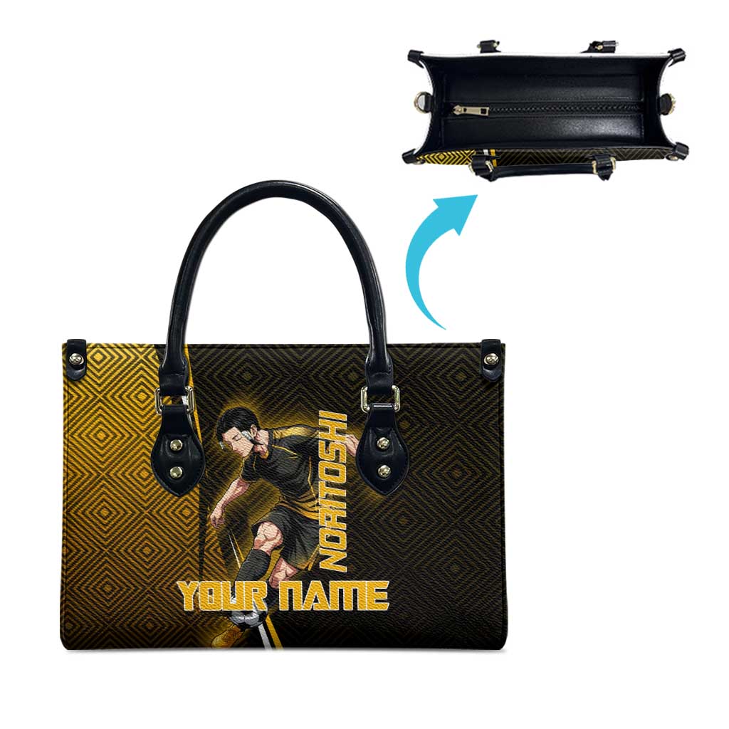 Personalized Noritoshi Kamo Jujutsu Kaisen Leather Bag Anime Soccer Theme with Yellow Geometric Design