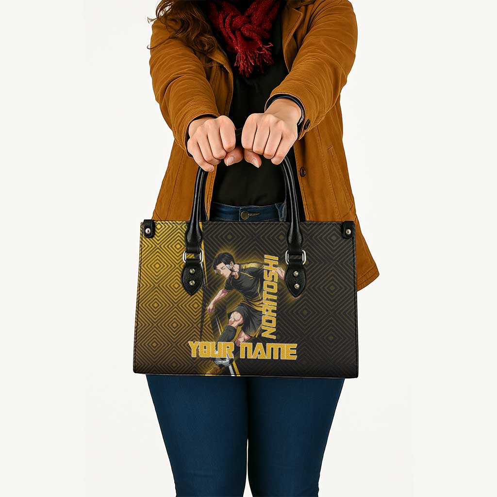 Personalized Noritoshi Kamo Jujutsu Kaisen Leather Bag Anime Soccer Theme with Yellow Geometric Design