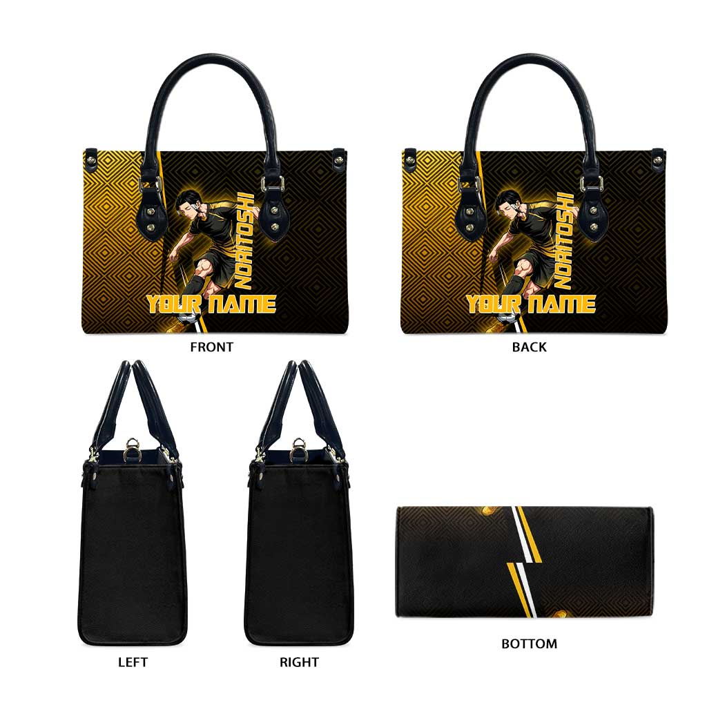 Personalized Noritoshi Kamo Jujutsu Kaisen Leather Bag Anime Soccer Theme with Yellow Geometric Design