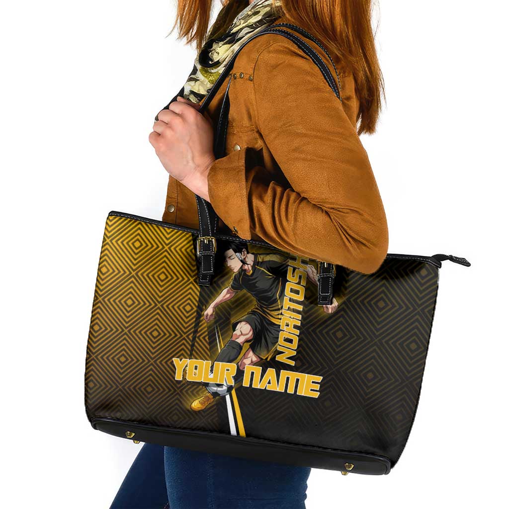 Personalized Noritoshi Kamo Jujutsu Kaisen Leather Tote Bag Anime Soccer Theme with Yellow Geometric Design