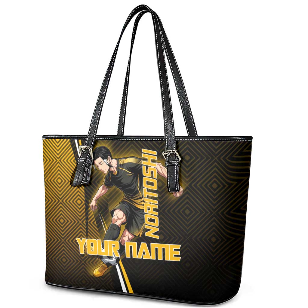 Personalized Noritoshi Kamo Jujutsu Kaisen Leather Tote Bag Anime Soccer Theme with Yellow Geometric Design