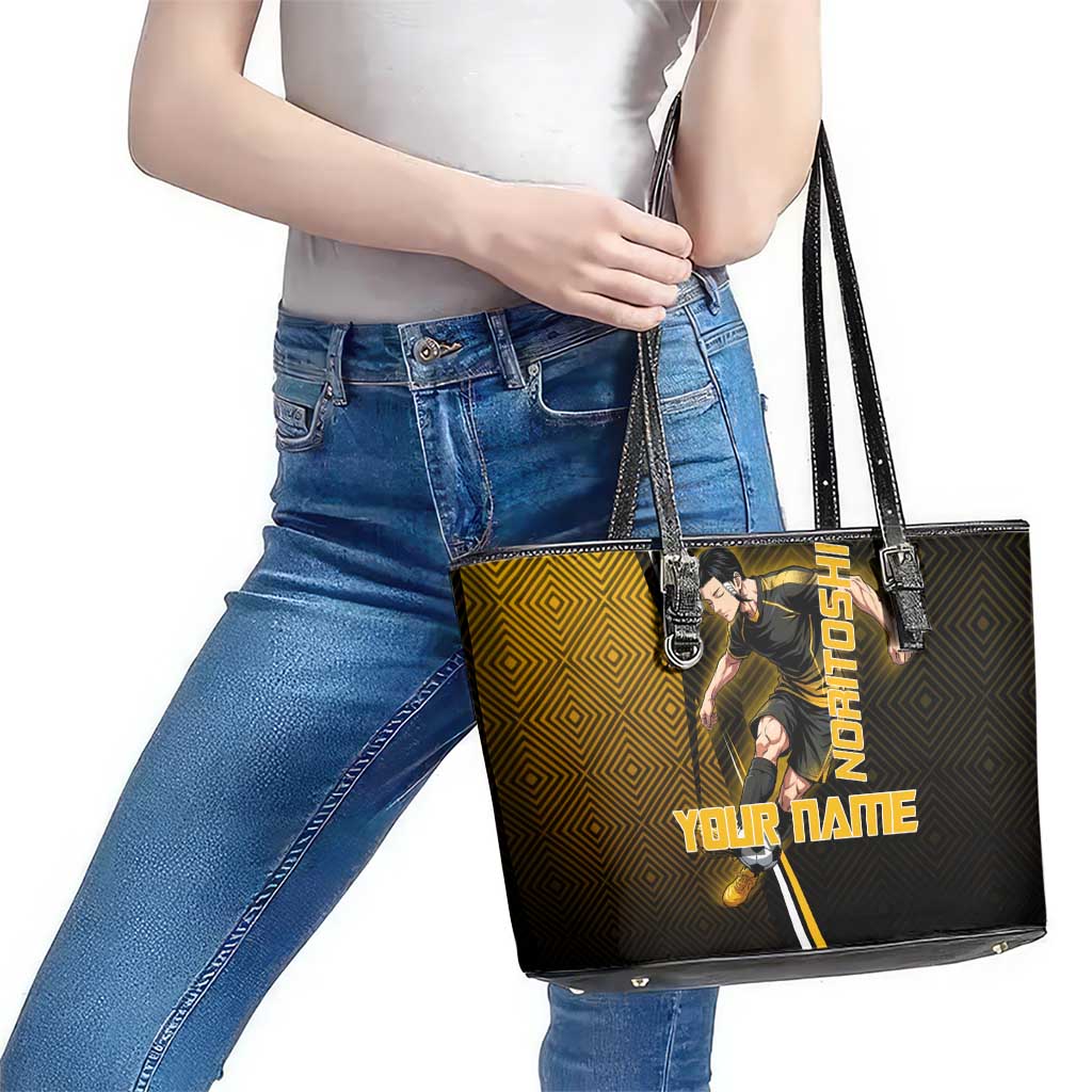 Personalized Noritoshi Kamo Jujutsu Kaisen Leather Tote Bag Anime Soccer Theme with Yellow Geometric Design