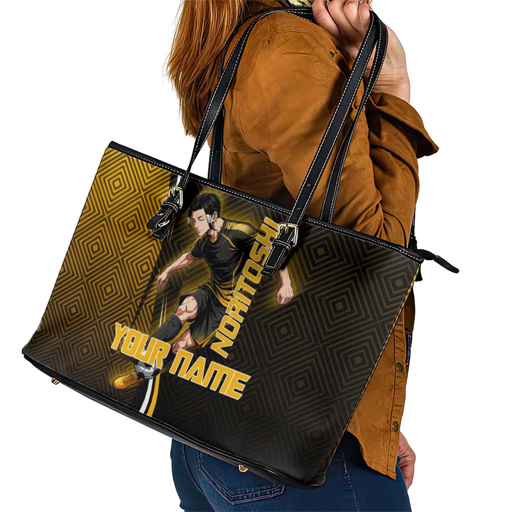 Personalized Noritoshi Kamo Jujutsu Kaisen Leather Tote Bag Anime Soccer Theme with Yellow Geometric Design