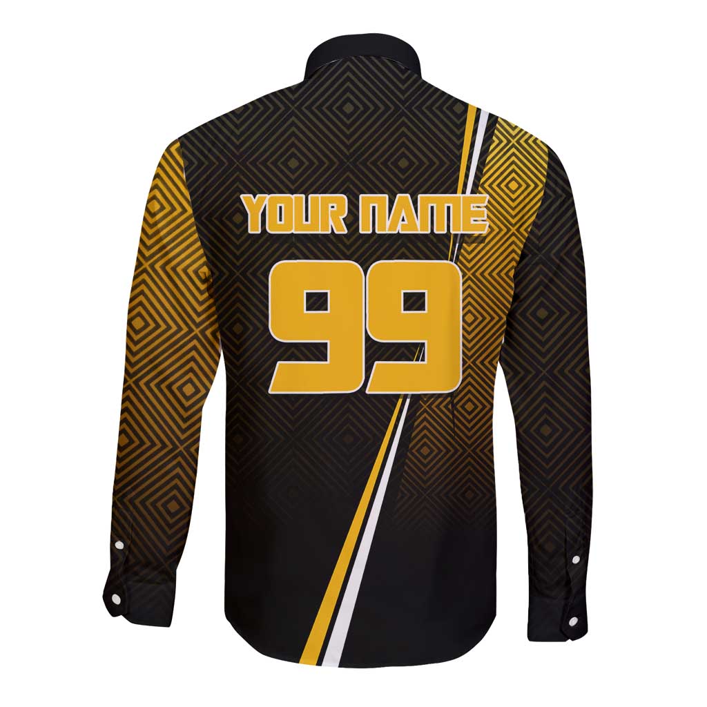 Personalized Noritoshi Kamo Jujutsu Kaisen Long Sleeve Button Shirt Anime Soccer Theme with Yellow Geometric Design