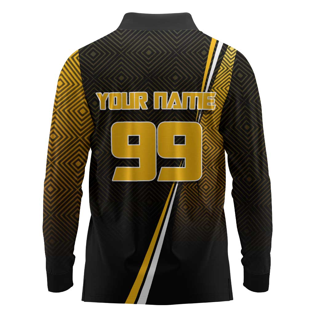 Personalized Noritoshi Kamo Jujutsu Kaisen Long Sleeve Polo Shirt Anime Soccer Theme with Yellow Geometric Design