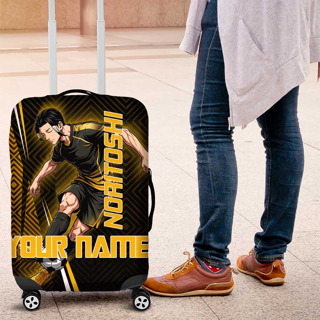 Personalized Noritoshi Kamo Jujutsu Kaisen Luggage Cover Anime Soccer Theme with Yellow Geometric Design