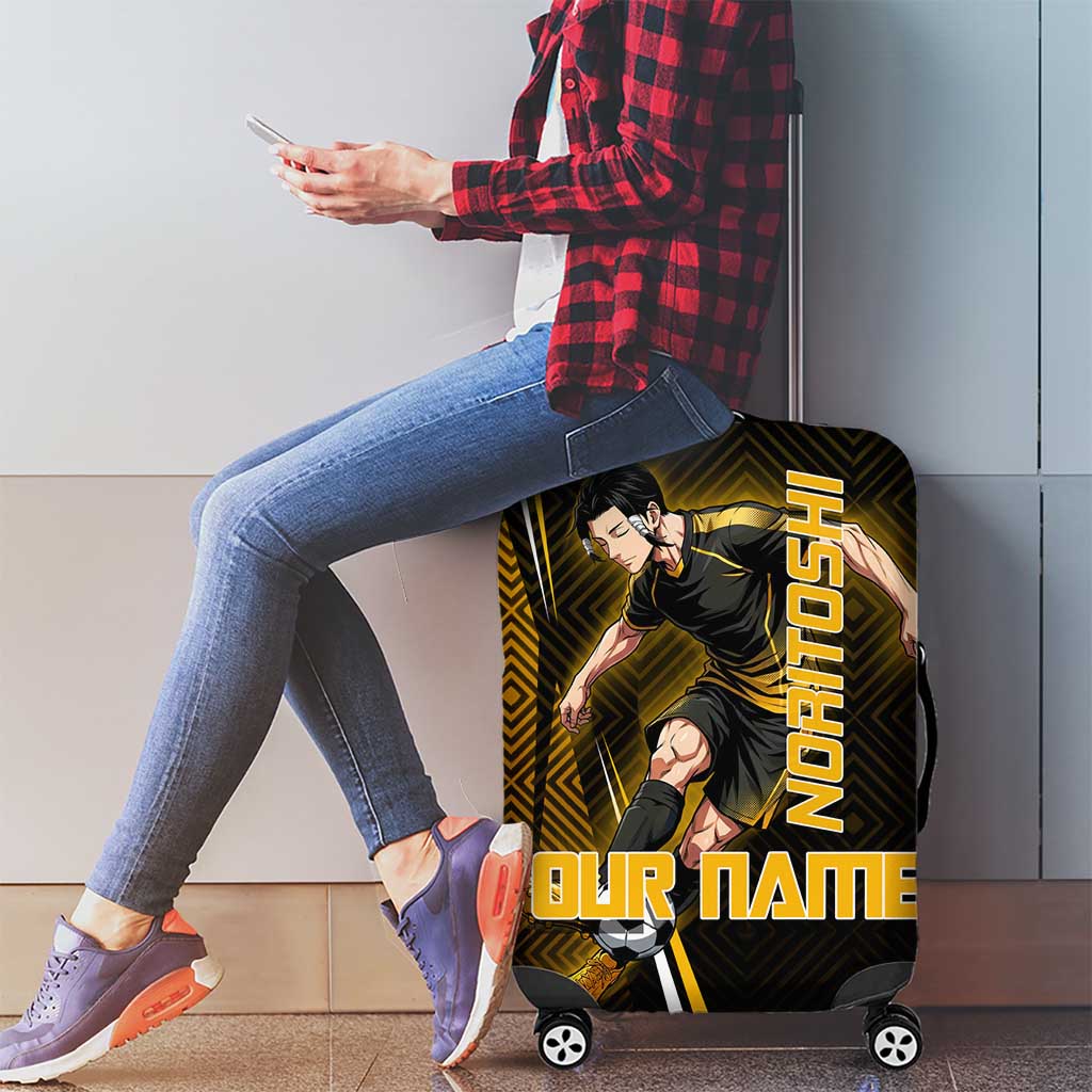 Personalized Noritoshi Kamo Jujutsu Kaisen Luggage Cover Anime Soccer Theme with Yellow Geometric Design