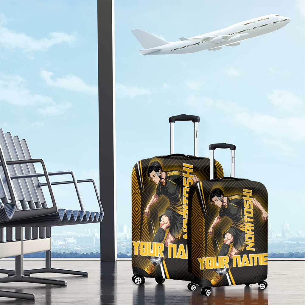 Personalized Noritoshi Kamo Jujutsu Kaisen Luggage Cover Anime Soccer Theme with Yellow Geometric Design