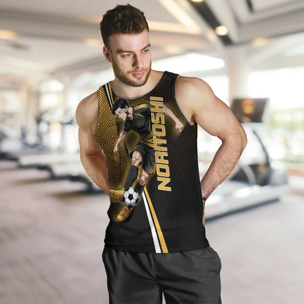 Personalized Noritoshi Kamo Jujutsu Kaisen Men Tank Top Anime Soccer Theme with Yellow Geometric Design