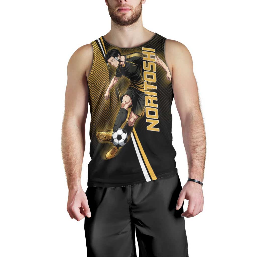 Personalized Noritoshi Kamo Jujutsu Kaisen Men Tank Top Anime Soccer Theme with Yellow Geometric Design