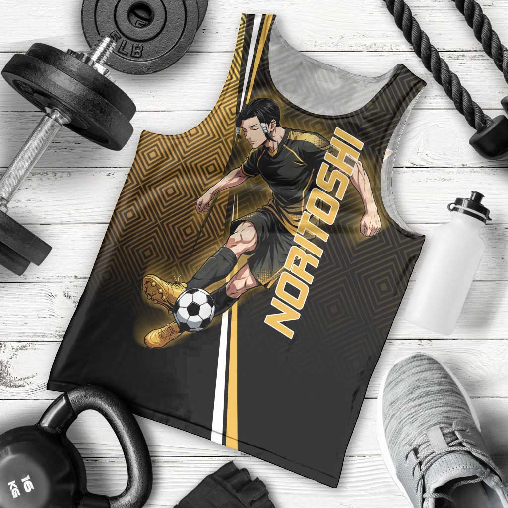 Personalized Noritoshi Kamo Jujutsu Kaisen Men Tank Top Anime Soccer Theme with Yellow Geometric Design
