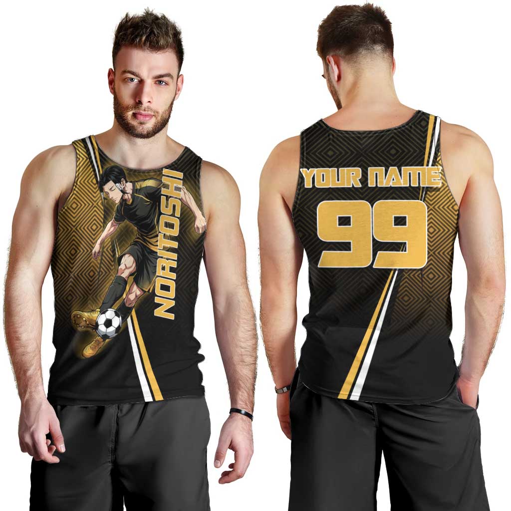 Personalized Noritoshi Kamo Jujutsu Kaisen Men Tank Top Anime Soccer Theme with Yellow Geometric Design