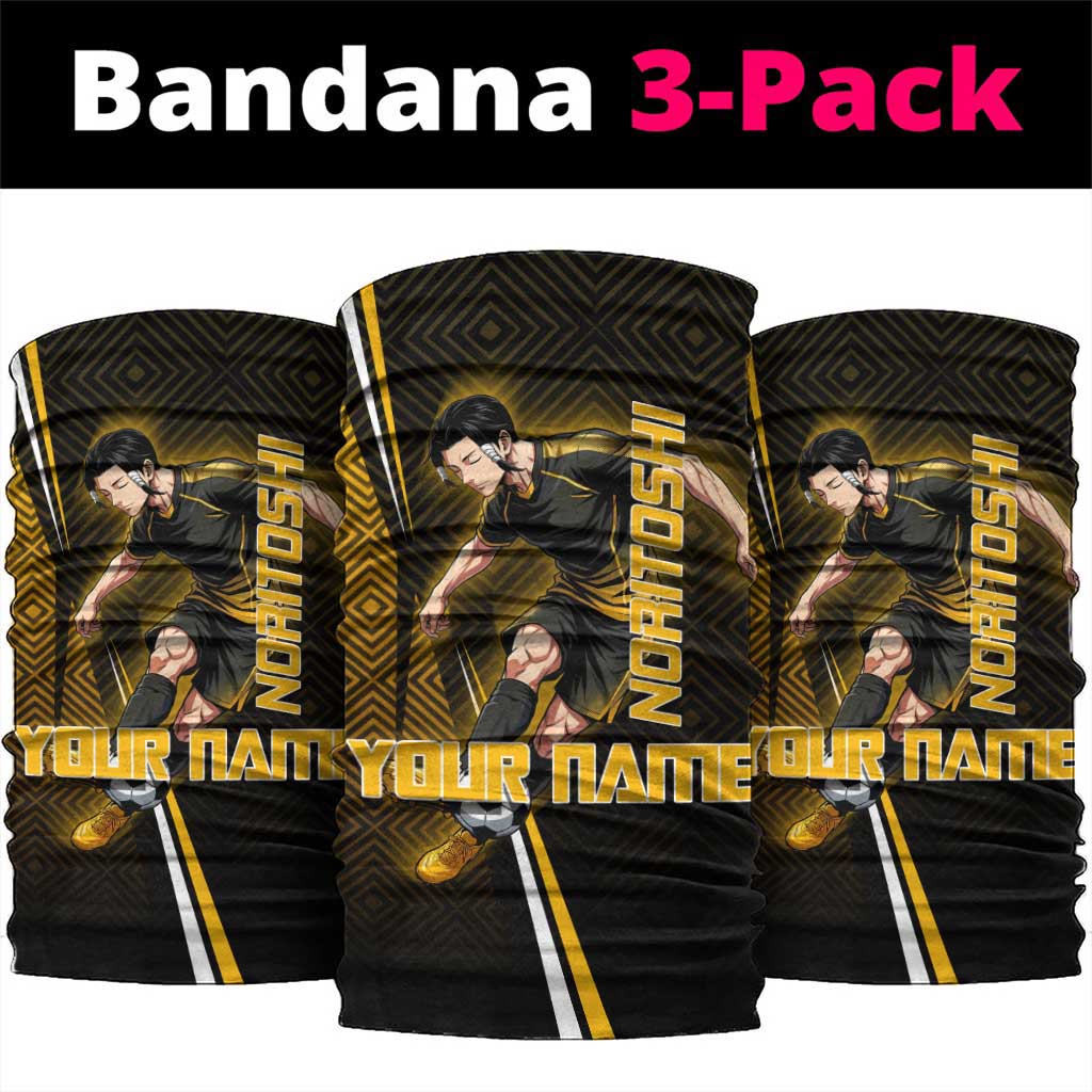 Personalized Noritoshi Kamo Jujutsu Kaisen Neck Gaiter Anime Soccer Theme with Yellow Geometric Design