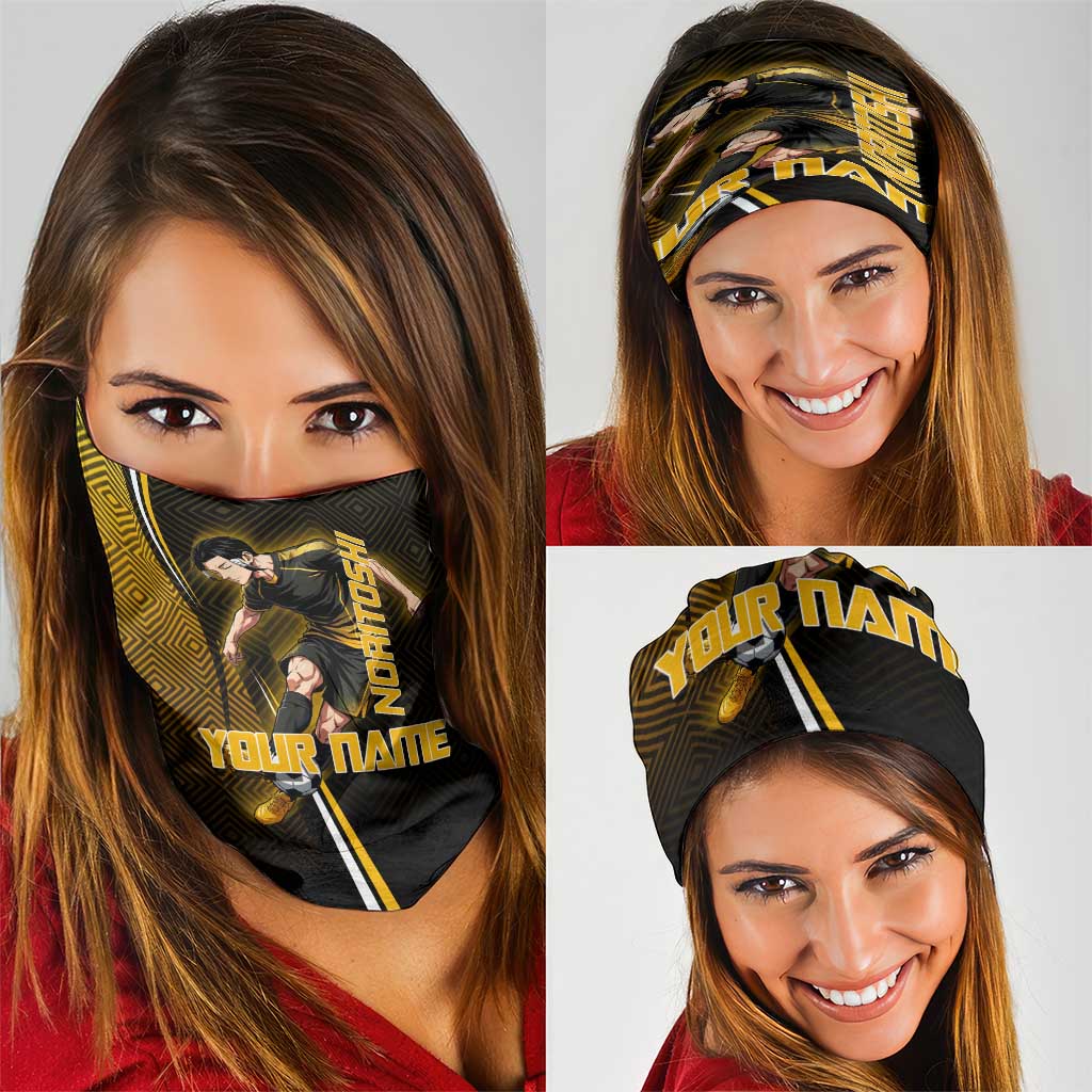 Personalized Noritoshi Kamo Jujutsu Kaisen Neck Gaiter Anime Soccer Theme with Yellow Geometric Design