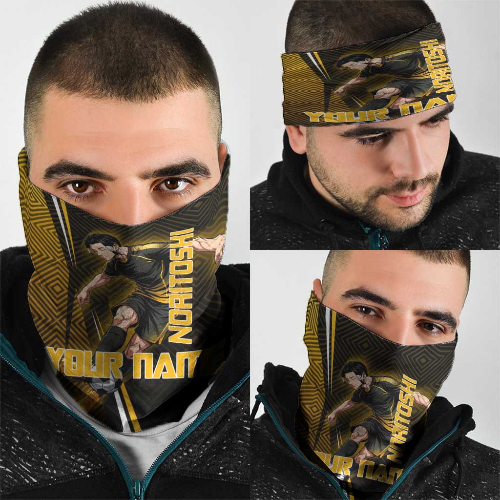 Personalized Noritoshi Kamo Jujutsu Kaisen Neck Gaiter Anime Soccer Theme with Yellow Geometric Design